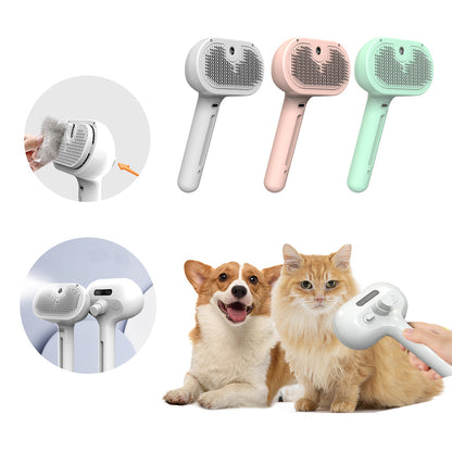 Self-Cleaning Pet Grooming Brush with Mist Humidifier – Hair Remover & Dematting Tool for Dogs & Cats
