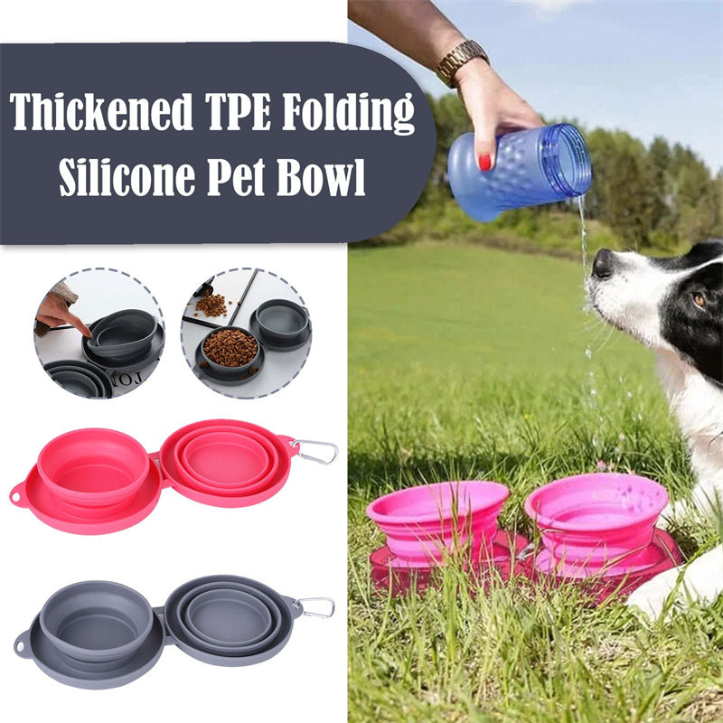 Foldable Double Pet Feeding Bowl – Portable Rubber Food & Water Dish for Dogs & Cats