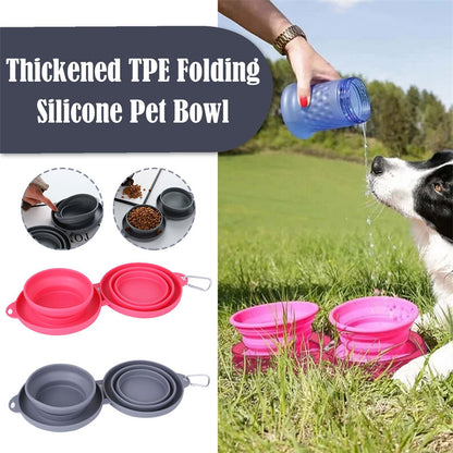 Foldable Double Pet Feeding Bowl – Portable Rubber Food & Water Dish for Dogs & Cats