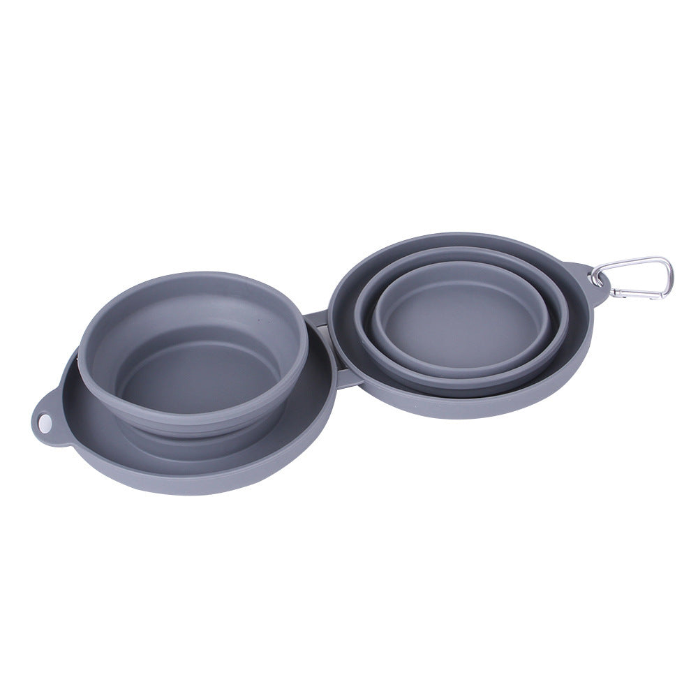 Foldable Double Pet Feeding Bowl – Portable Rubber Food & Water Dish for Dogs & Cats