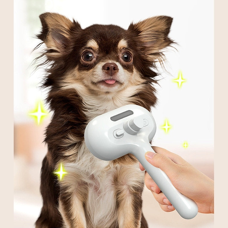 Self-Cleaning Pet Grooming Brush with Mist Humidifier – Hair Remover & Dematting Tool for Dogs & Cats